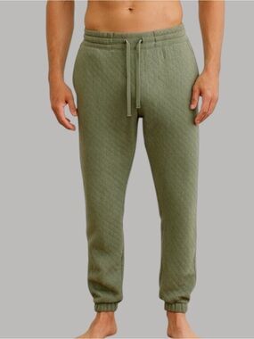 lunya Olive Green Quilted Jogger Sweatpants